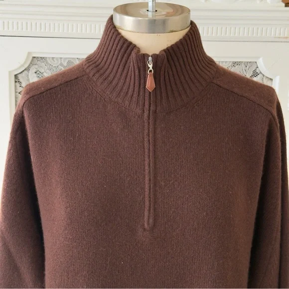 Vintage Made in Italy Brown Cashmere 1/4 Zip - Picture 2 of 9